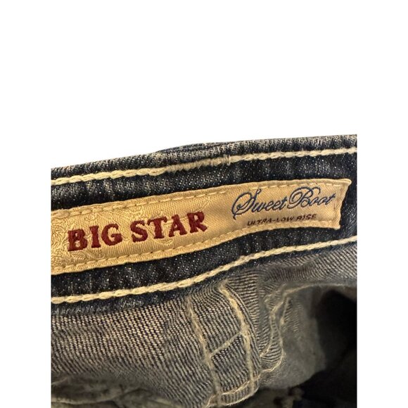Big Star Womens Sweet Boot Jeans Ultra-Low Rise 29R Medium Wash Distressed Style - Picture 5 of 7